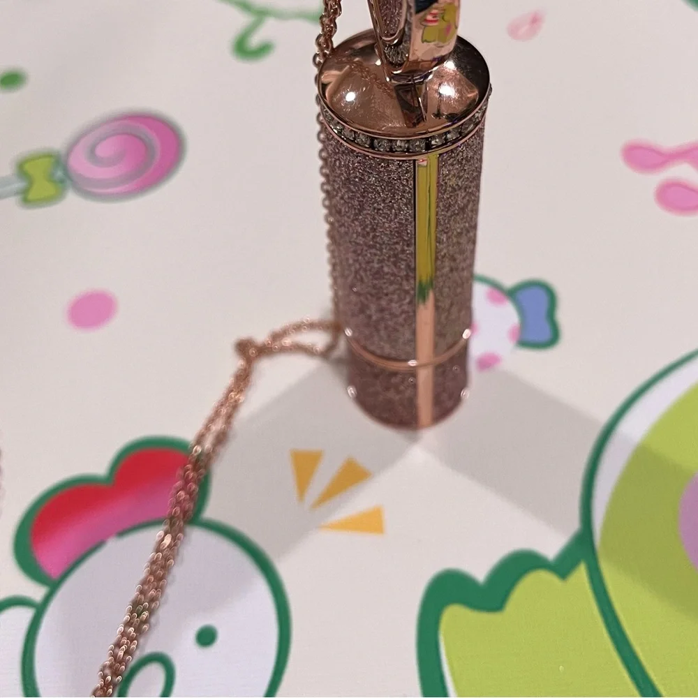 Red Lipstick in a Glittery Pink Tube with a Mirror Heart on Top - NIB - Picture 15 of 16